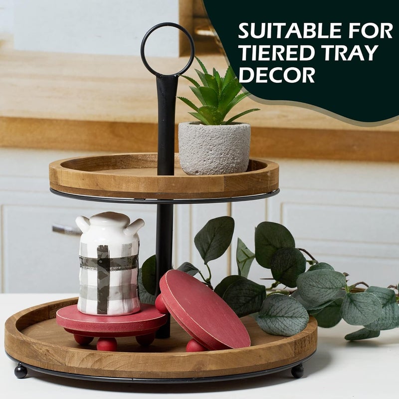 DD DEFINED DECO Defined Deco Mini risers for display,Wood Risers for Decor,Small 4”Round Wooden Riser, Farmhouse Wood Riser, Rustic Pedestal Display Stand,Display Risers for Tiered Tray Decor(Set of 2,Red) - Image 3